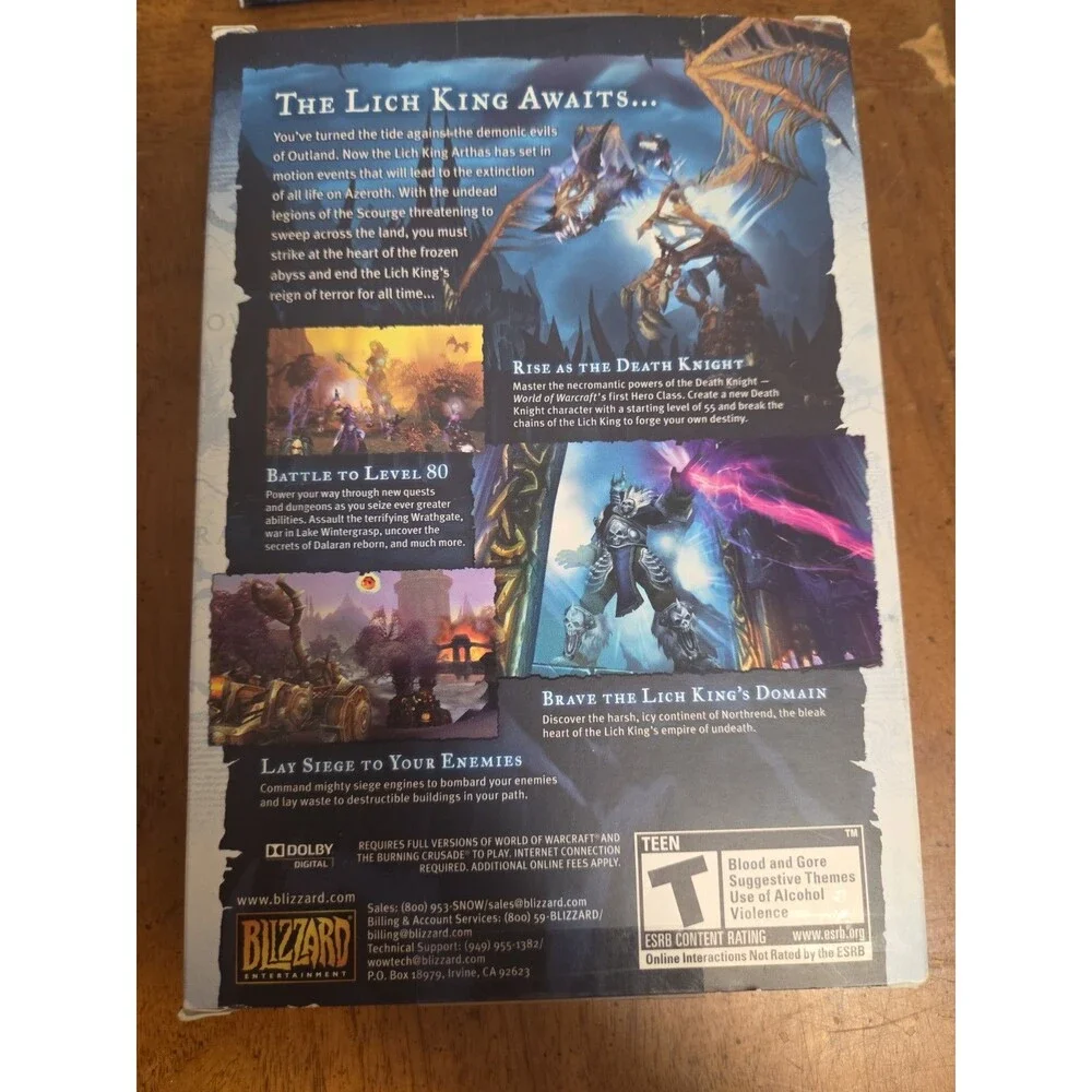 World of Warcraft Wrath of the Lich King PC Game Expansion Big Box 2008 Blizzard